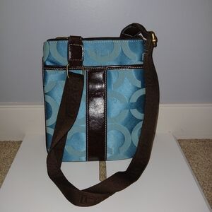 Blue and Brown Women's Coach Bag
